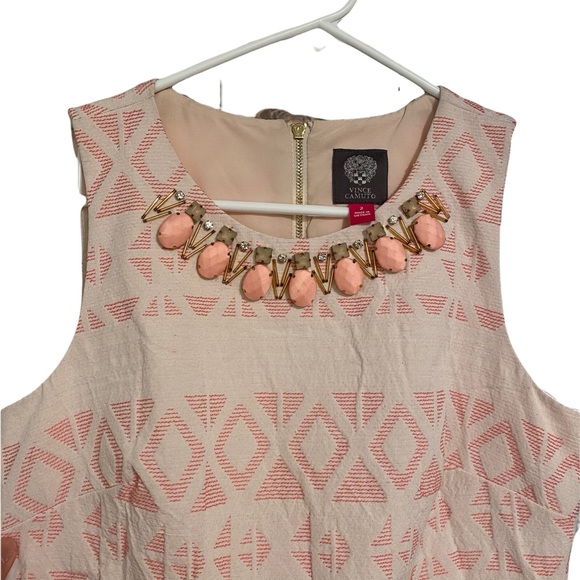 Vince Camuto Women Pink Embellished Jacquard Sleeveless Shift Dress - Picture 6 of 6